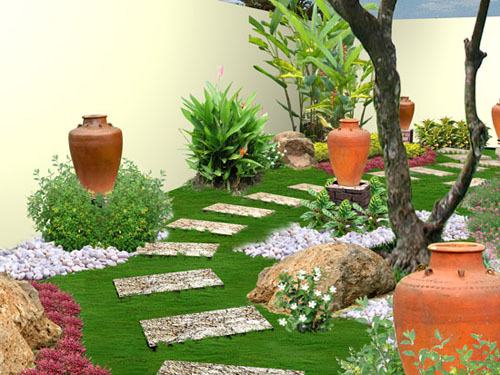 Khu vườn của bạn đẹp bất ngờ với gốm và cỏ nhân tạo sân vườn 1